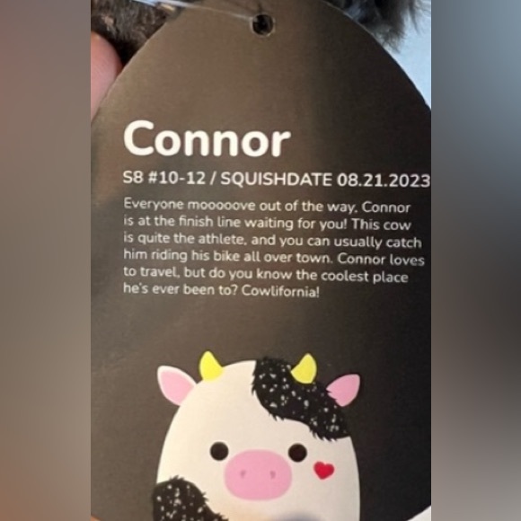 NWT 8” Connor the Cow 🐄 Squishmallow — Valentine's Day ❤️ Select Series! - Picture 6 of 6